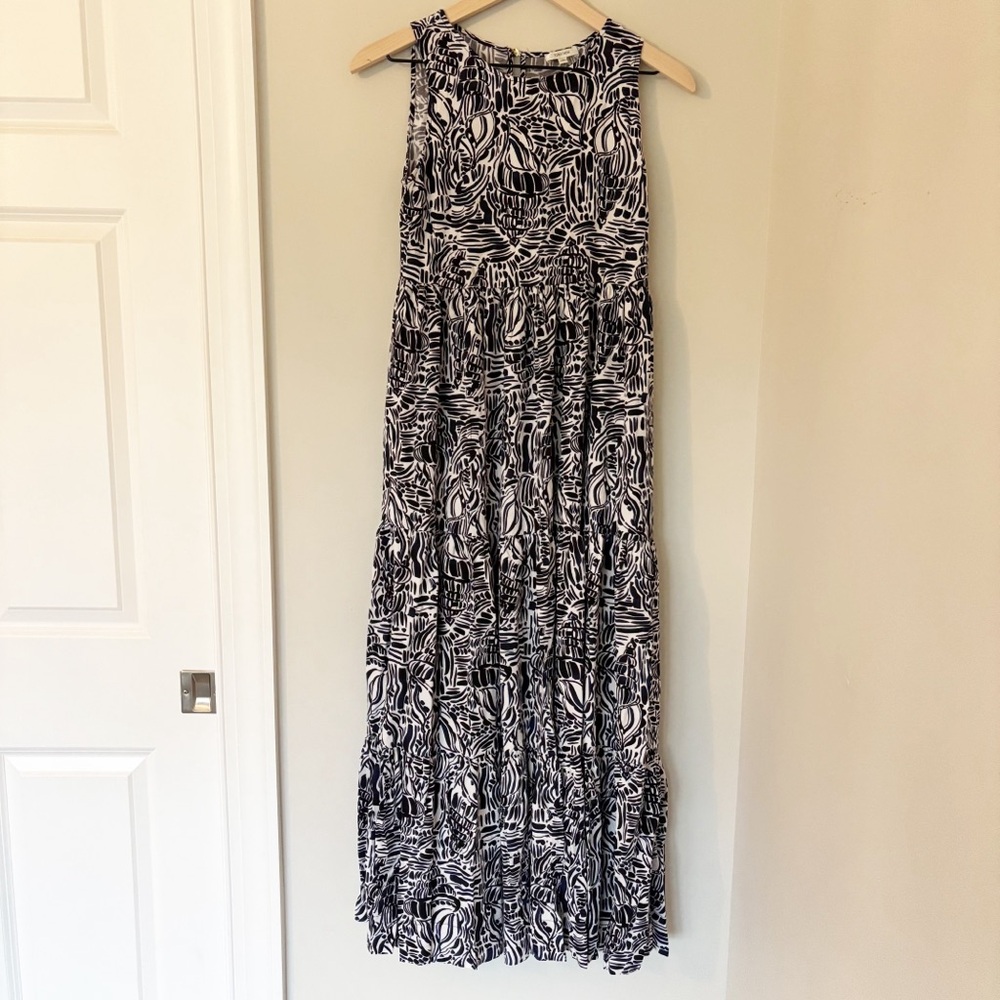 TYLER BOE navy and white navy and white shell maxi dress sz. XS